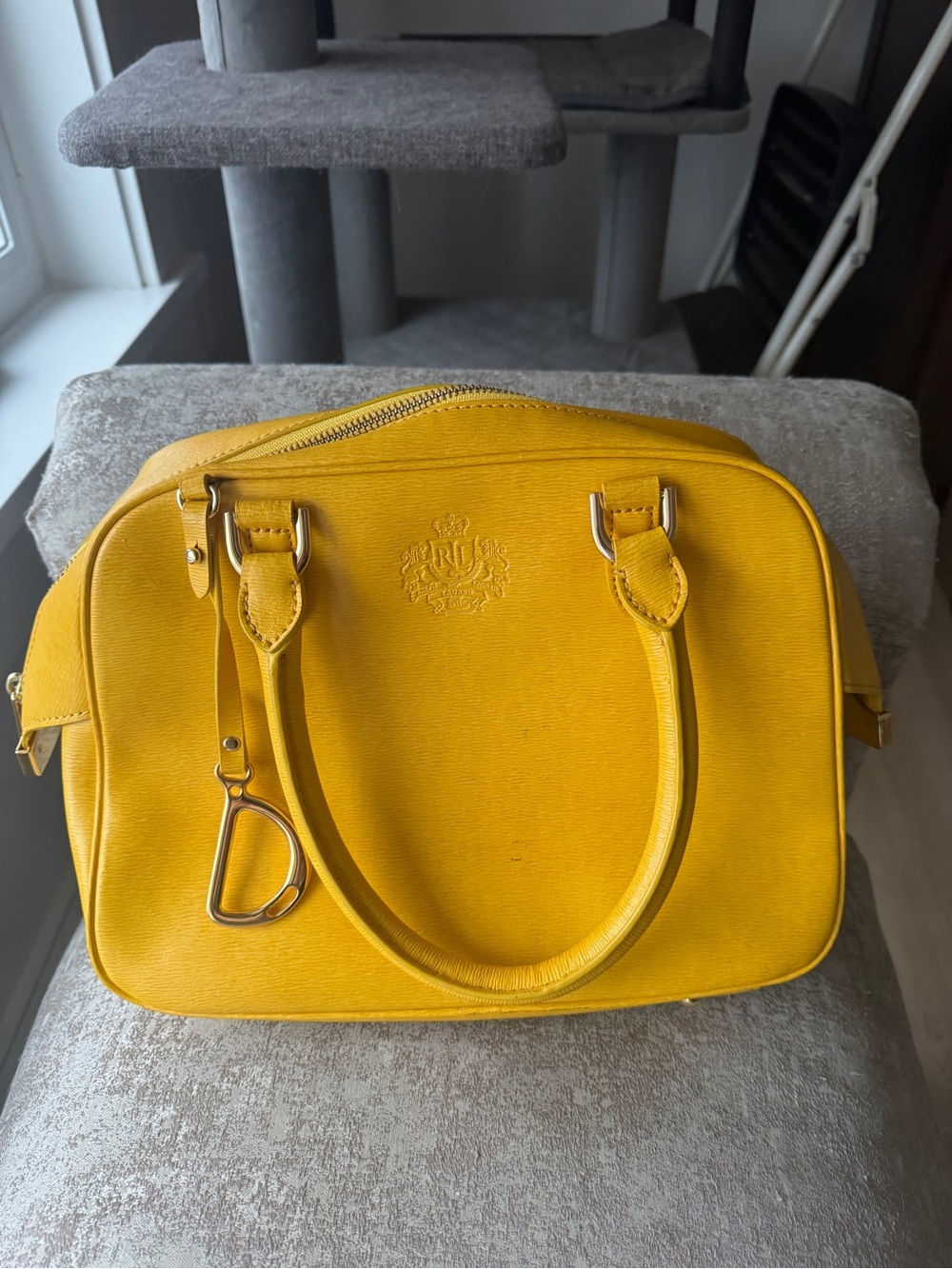 Ralph Lauren – Heritage Crest Bowler Satchel – Yellow Textured Leather
